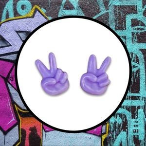 Small Purple Peace Sign Stud Earrings